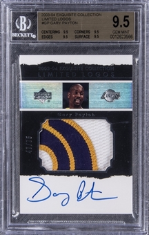 2003-04 UD "Exquisite Collection" Limited Logos #GP Gary Payton Signed Game Used Patch Card (#47/75) – BGS GEM MINT 9.5/BGS 10